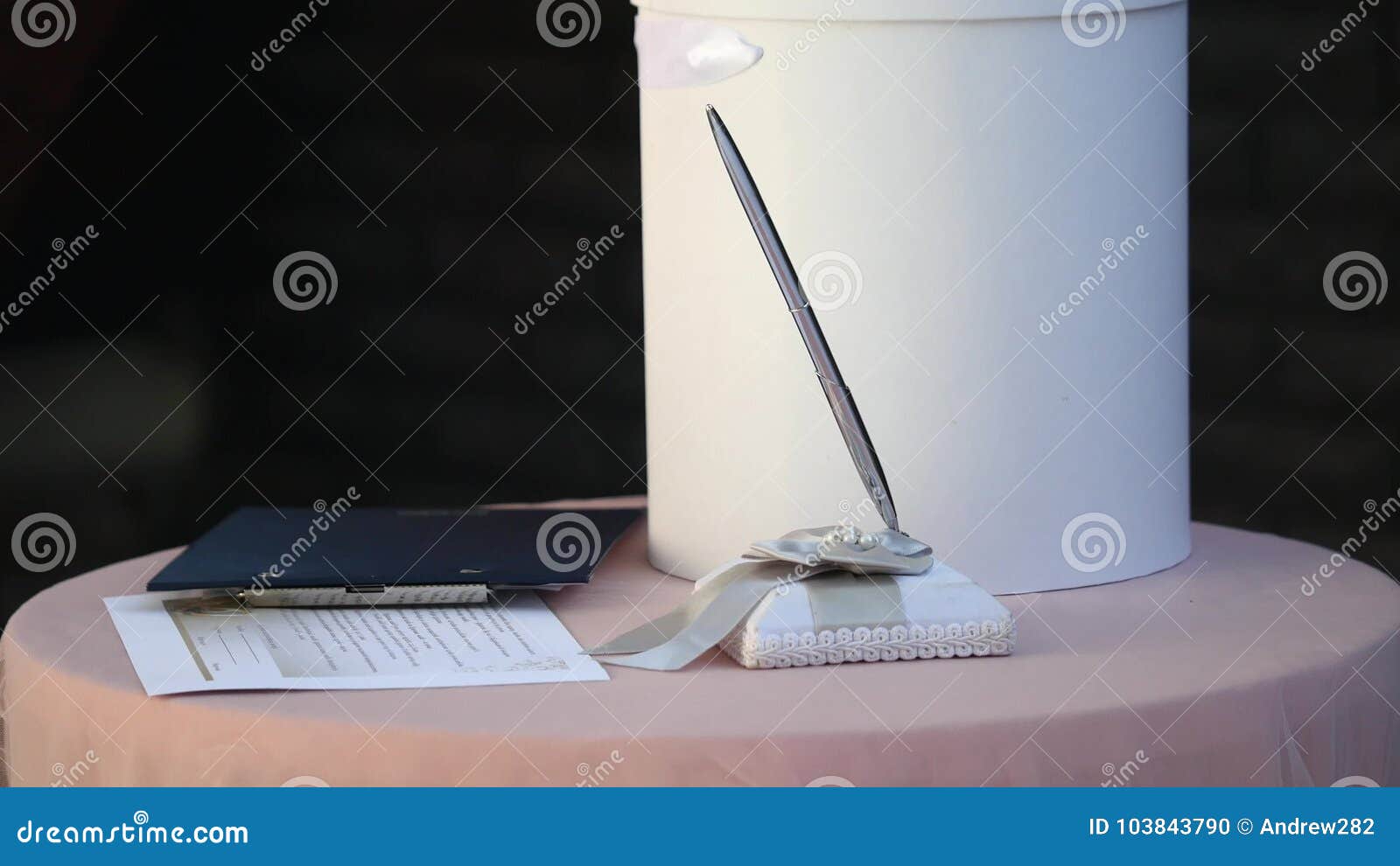 Wedding Pen on the Table. Wedding Ceremony Stock Photo Image of