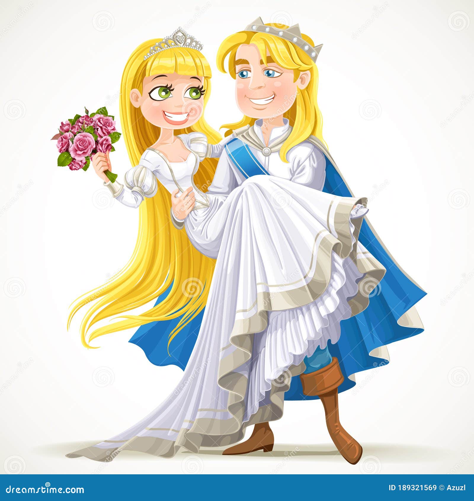Wedding of Prince Charming and Fairytale Princess Stock Vector -  Illustration of bride, fairy: 189321569