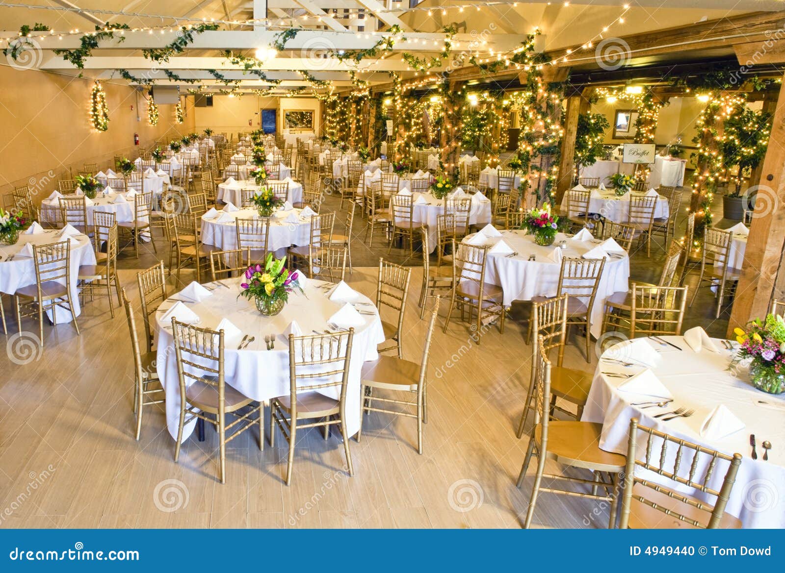 Wedding reception hall stock photo. Image of banquet, round 4949440