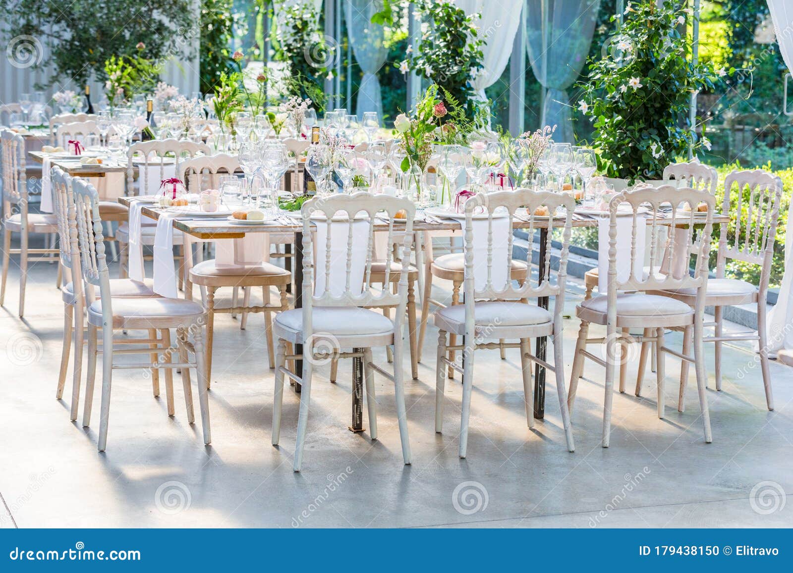 Tables Decorated for Wedding Reception Outdoor Stock Photo - Image of