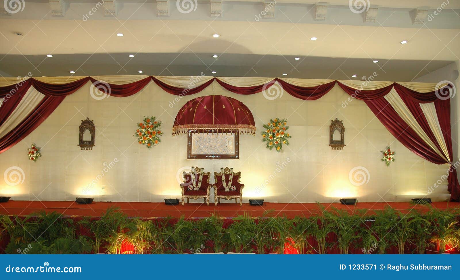 Wedding and Reception Stage Stock Image - Image of classical, crimson:  1233571