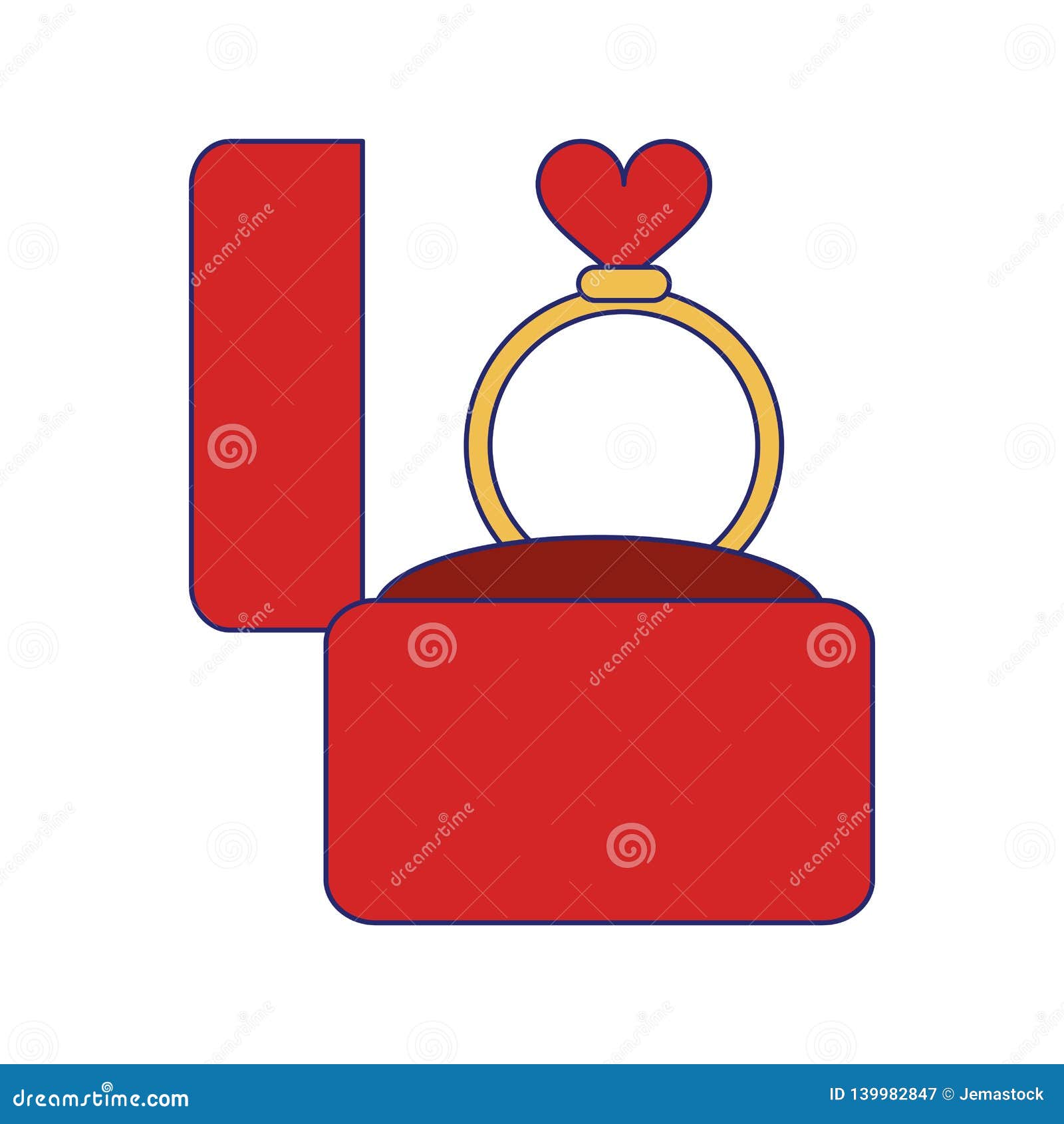 Wedding Ring in Box Blue Lines Stock Vector Illustration of symbol
