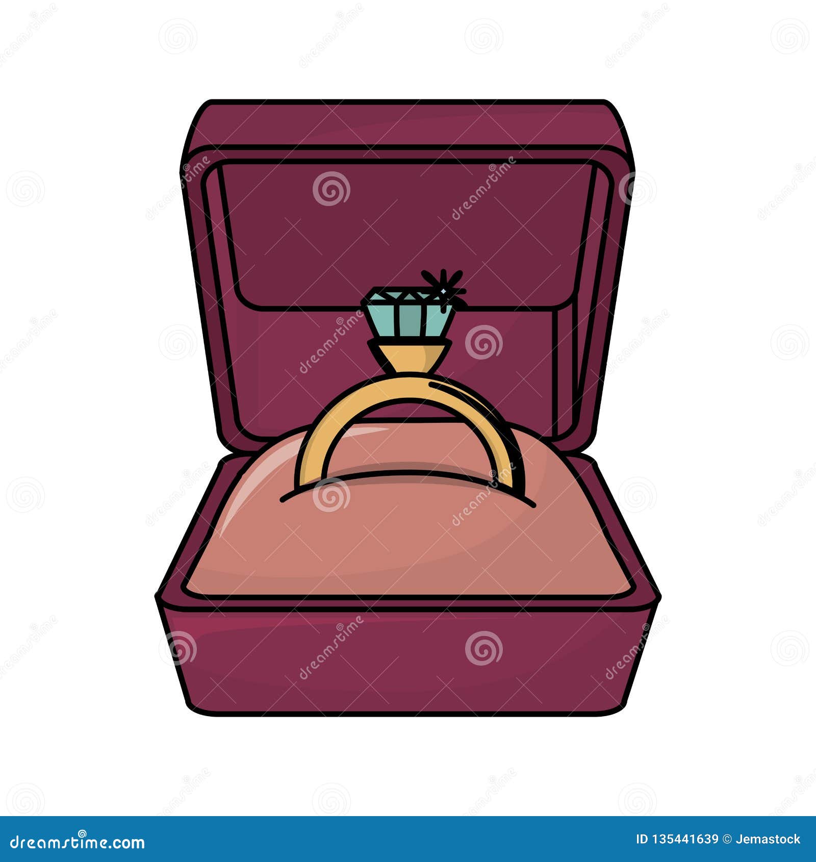 Wedding ring in box stock vector. Illustration of beauty 135441639