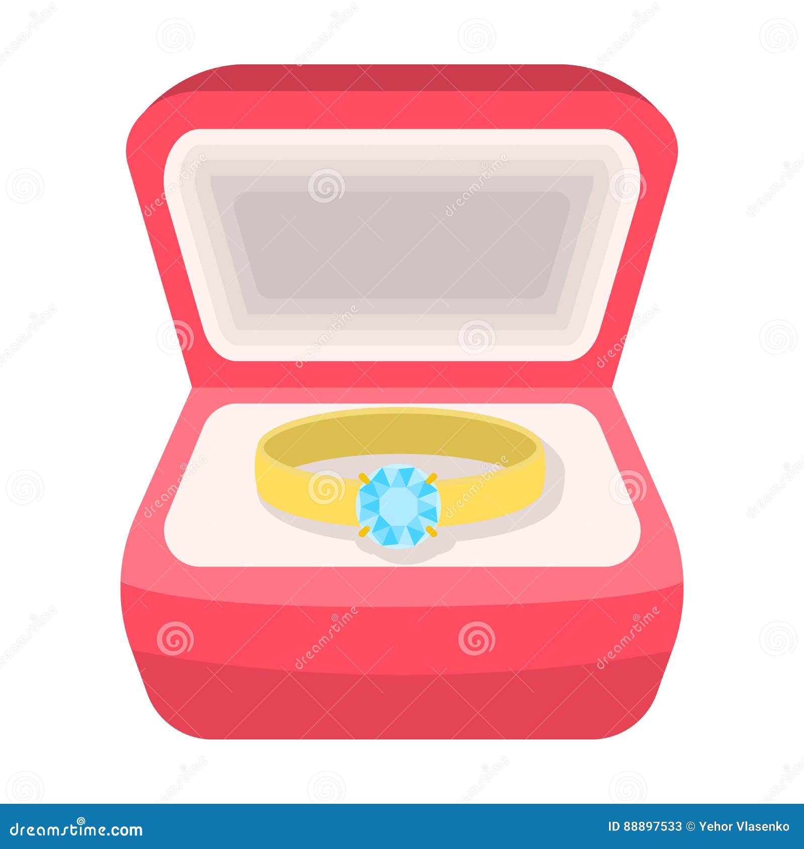 Wedding Ring with a Diamond in a Box. Gift To the Bride Stock Vector ...