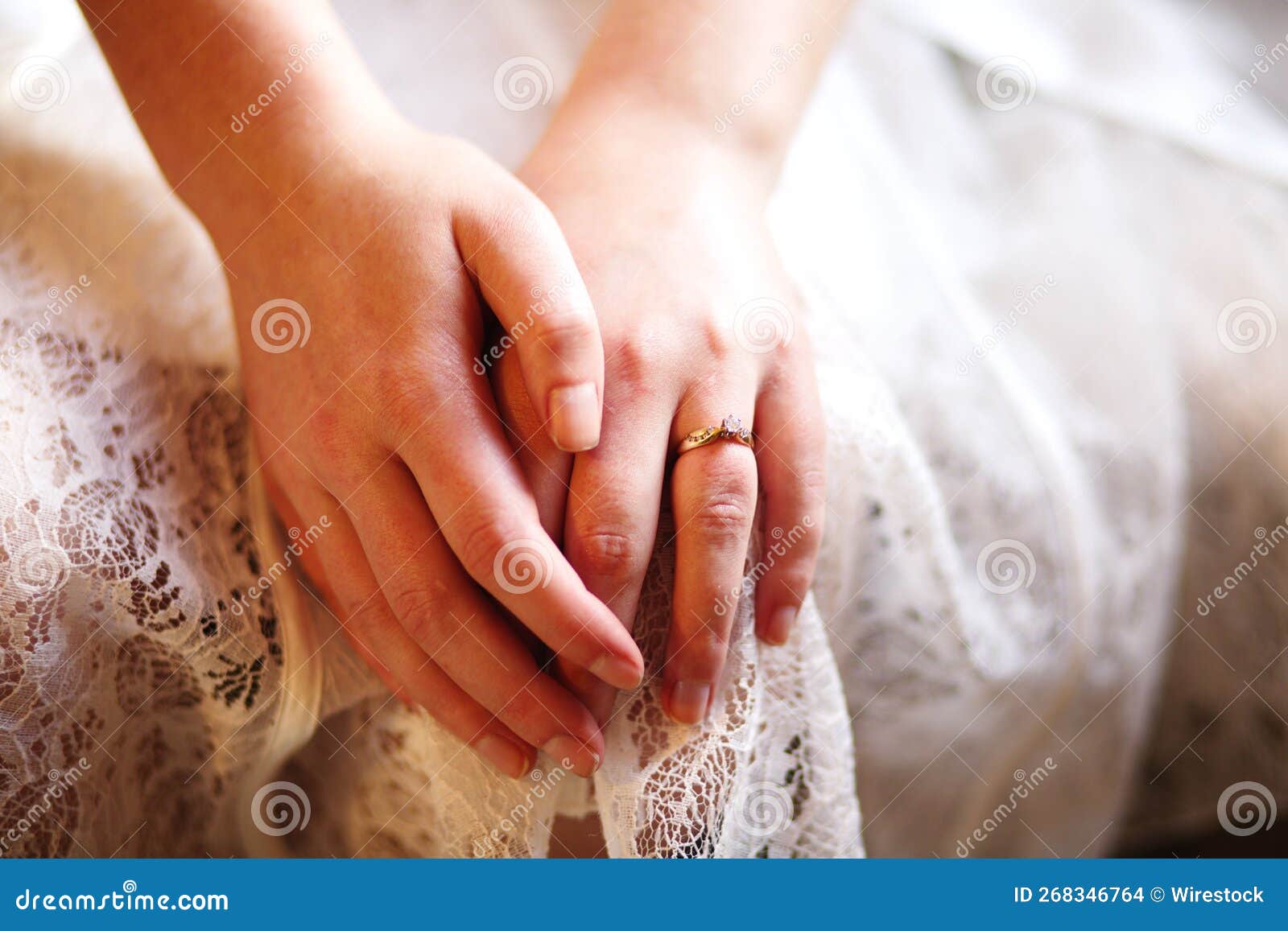 Wedding Ring on the Finger of the Bride Stock Photo Image of