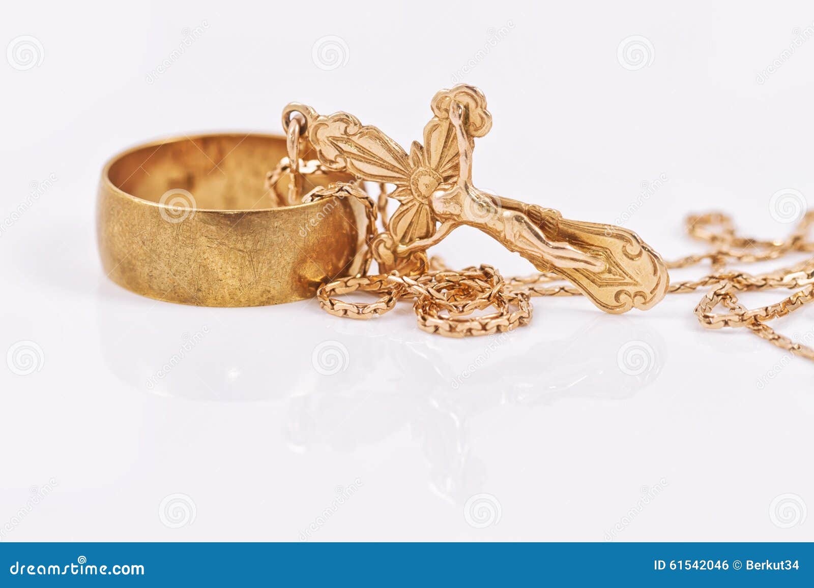 Wedding Ring and Gold Orthodox Cross Stock Photo Image of yellow