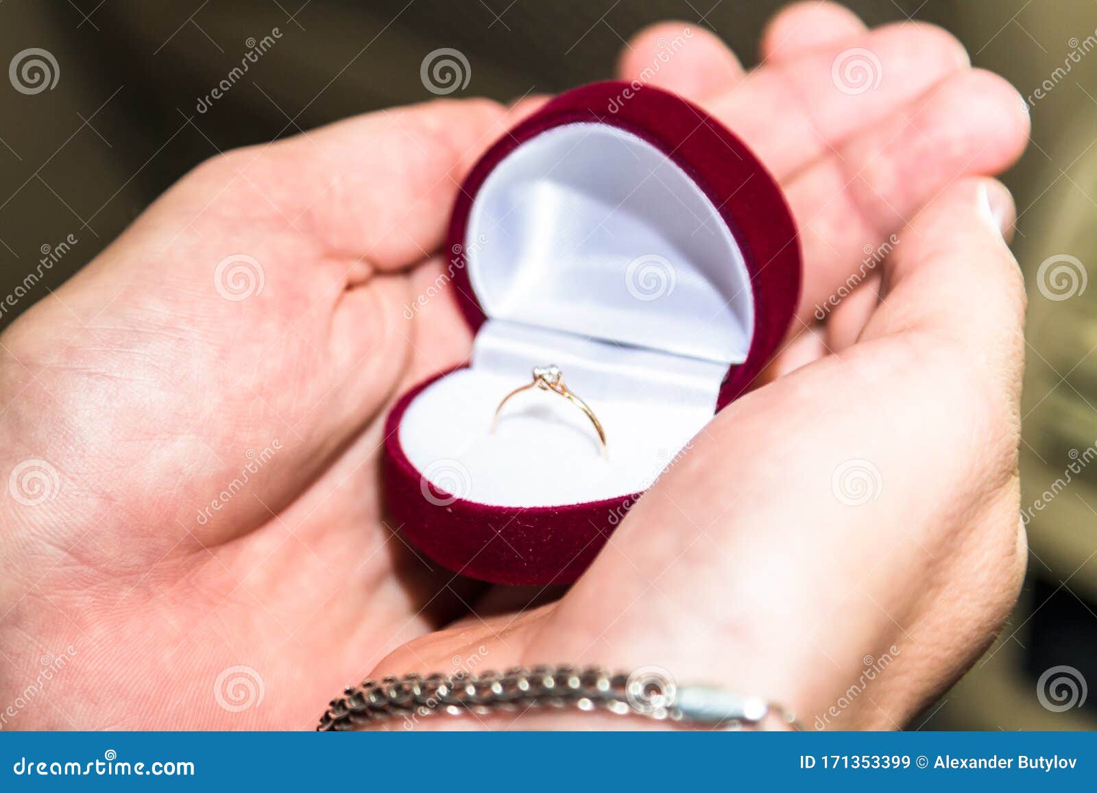 Wedding Ring in the Hands of a Man Stock Image Image of diamonds