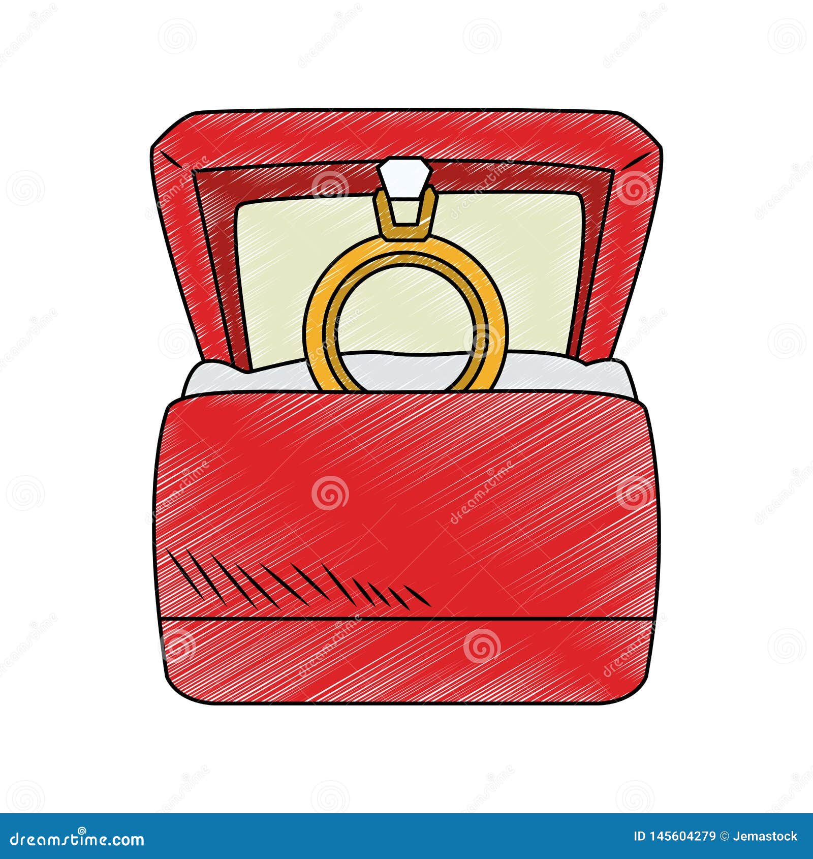 Wedding Ring Inside Box Scribble Stock Vector Illustration of married
