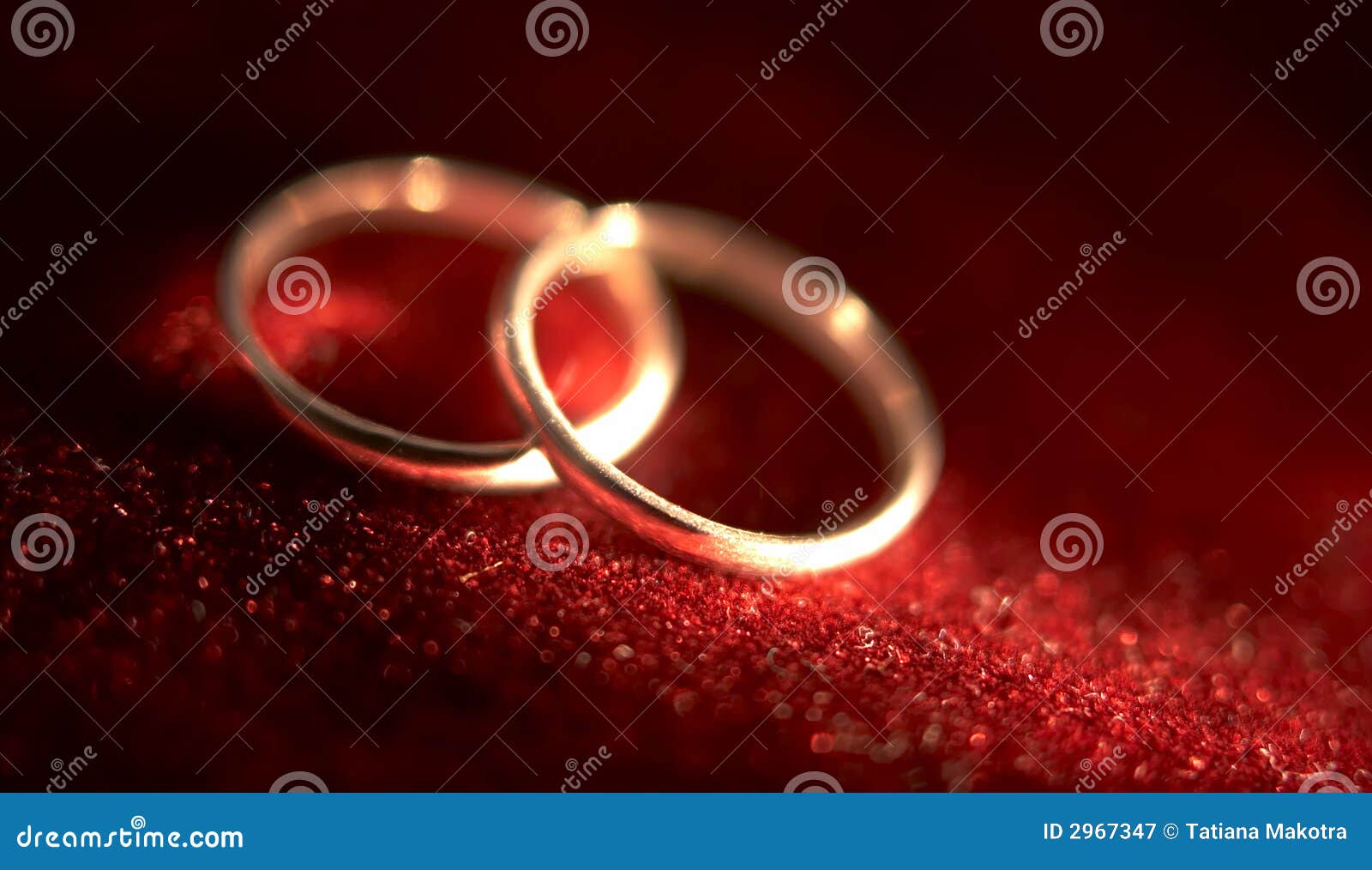 Interlocked Wedding Rings On A Cushion Stock Photo