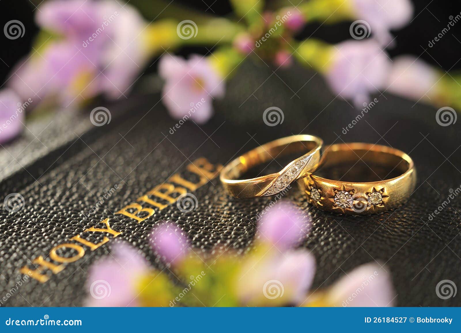 wedding rings, bible