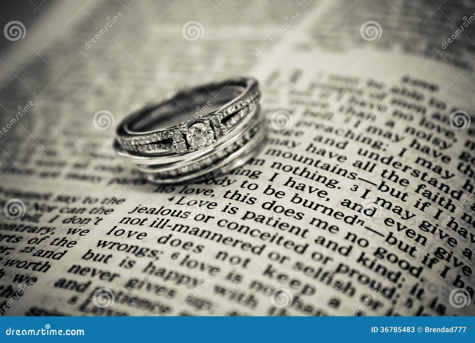 Wedding Rings on Bible stock image. Image of ring, white 36785483