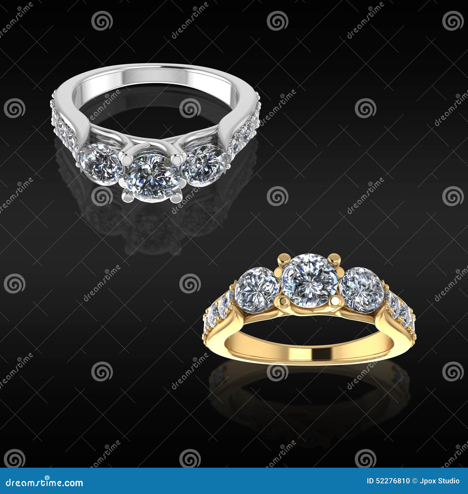 Wedding Rings on Black Background Stock Illustration Illustration of diamond, facet 52276810