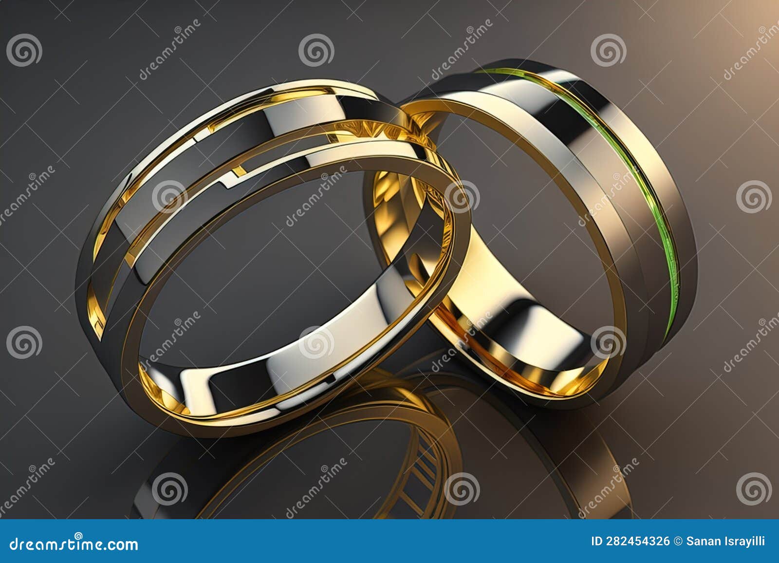 Wedding Rings on Black Background. Generative Ai Stock Photo Image of