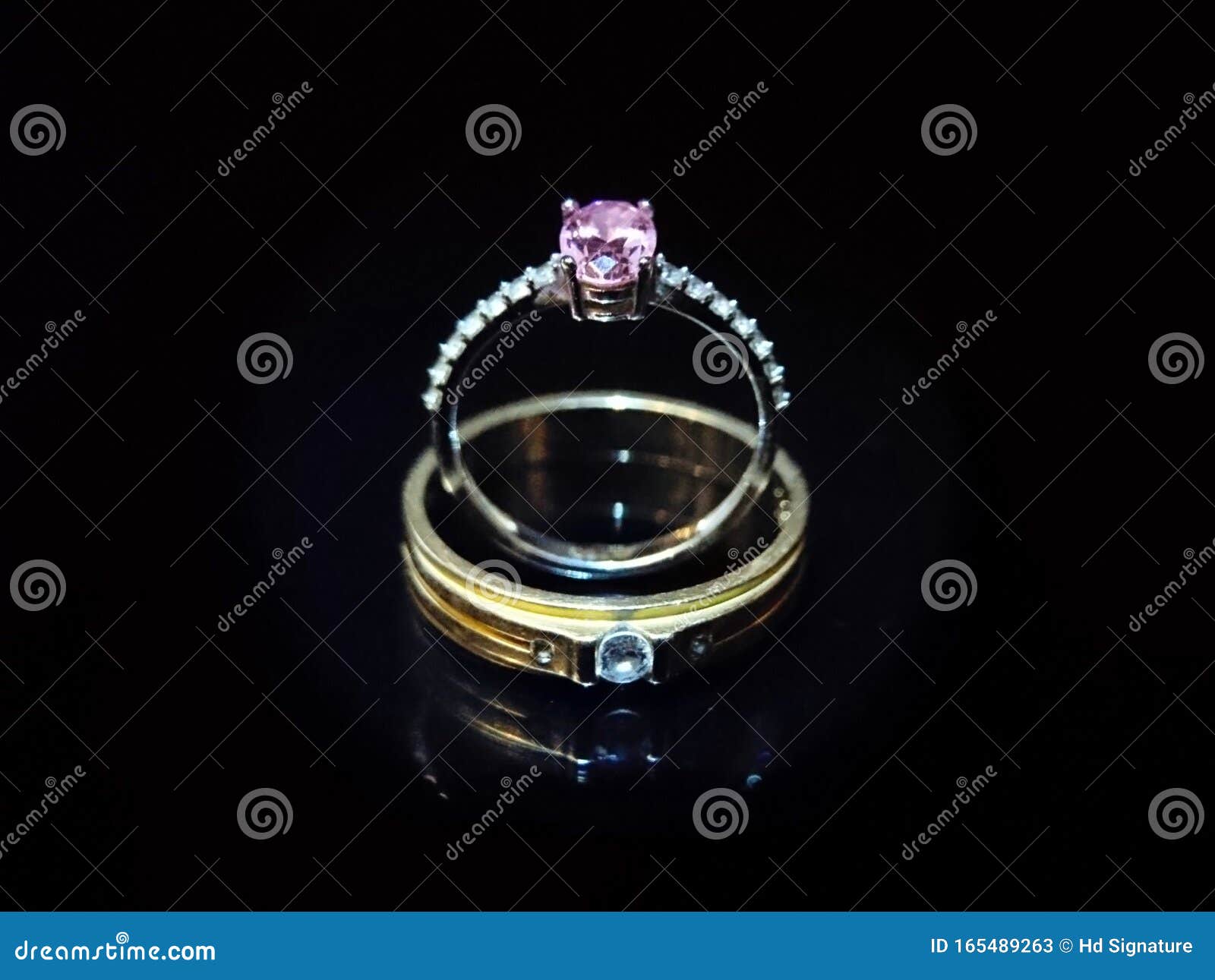 Wedding Rings on Black Background Stock Image Image of rings, back