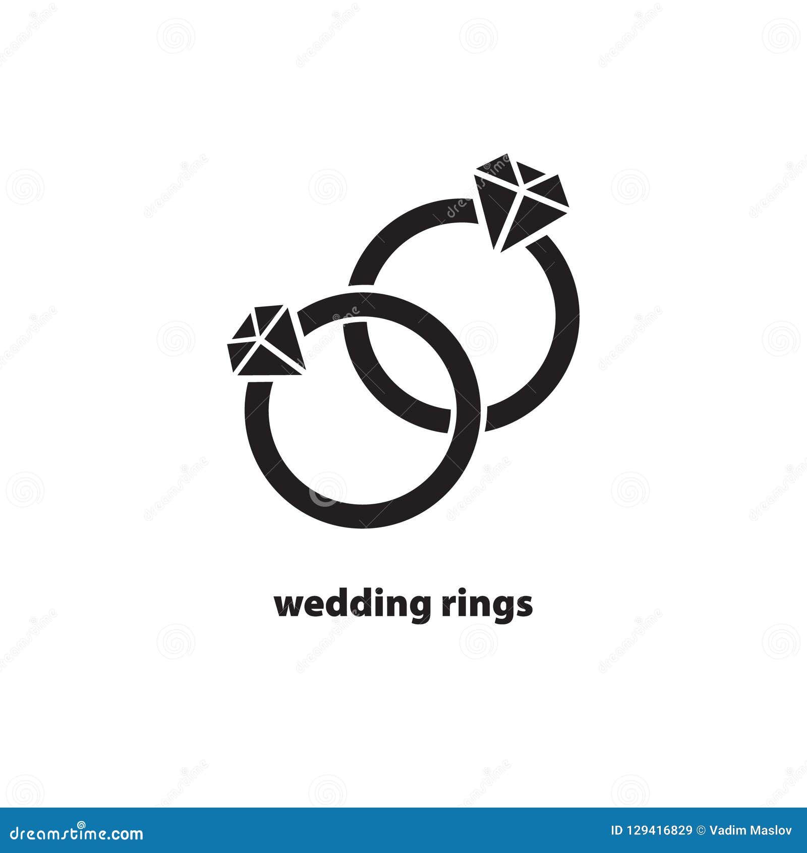 Wedding rings black icon. stock vector. Illustration of