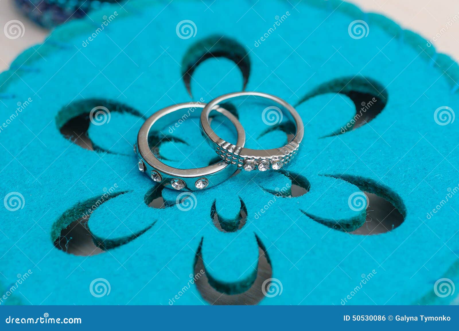 Wedding Rings on a Blue Background Stock Photo Image of luxury, jewel