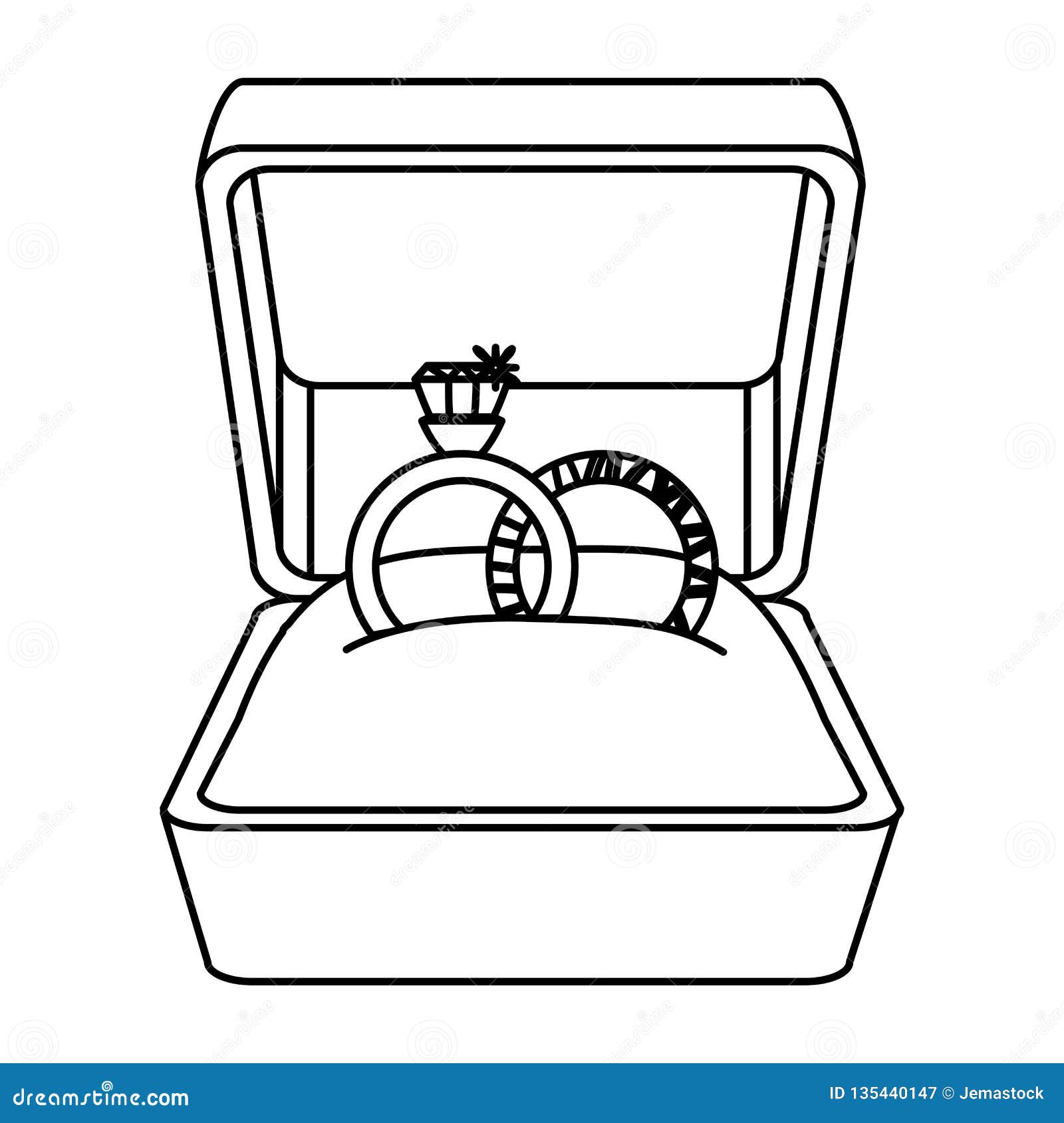 Wedding rings in box stock vector. Illustration of open 135440147