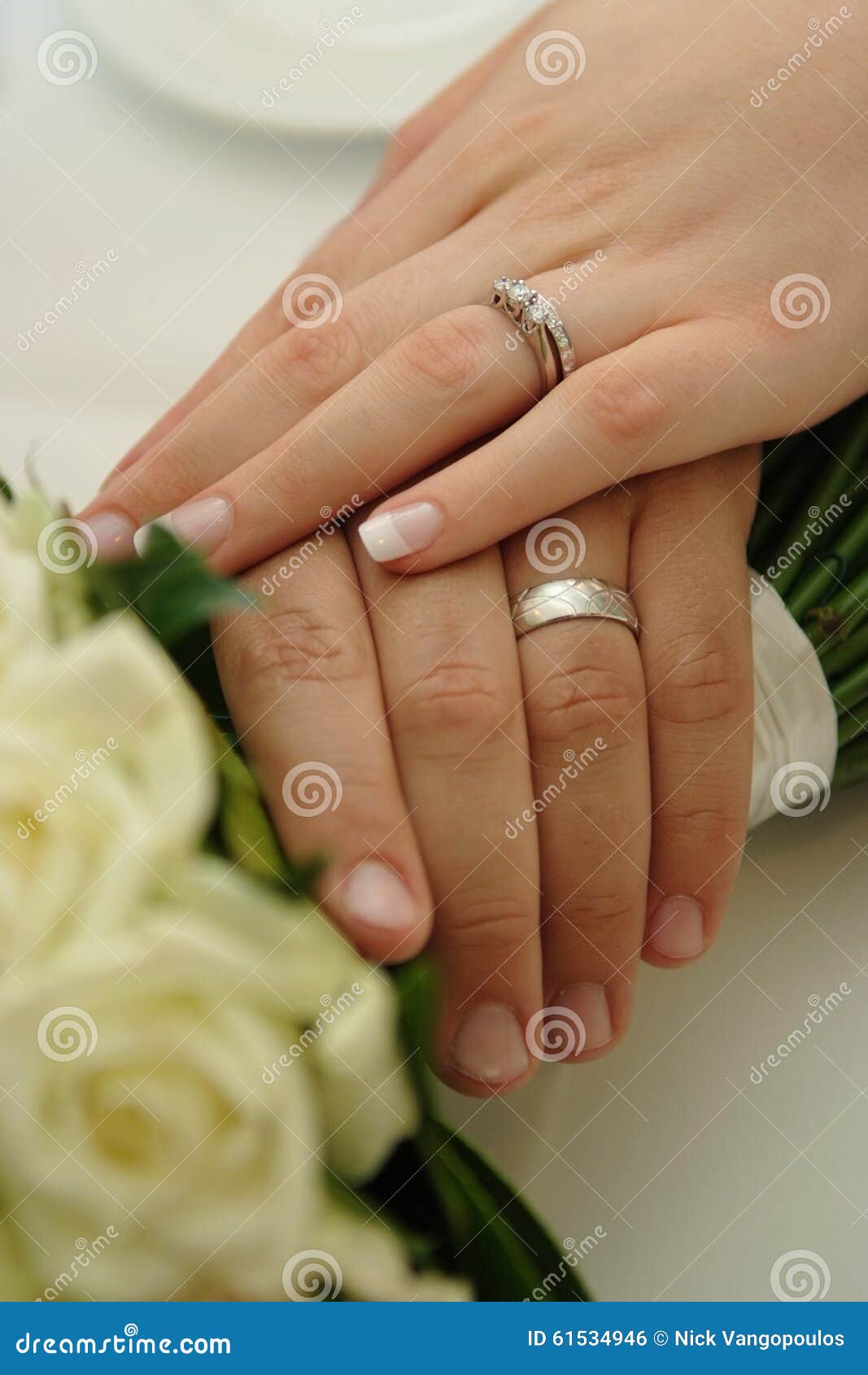 Bride &amp; Groom wearing wedding rings