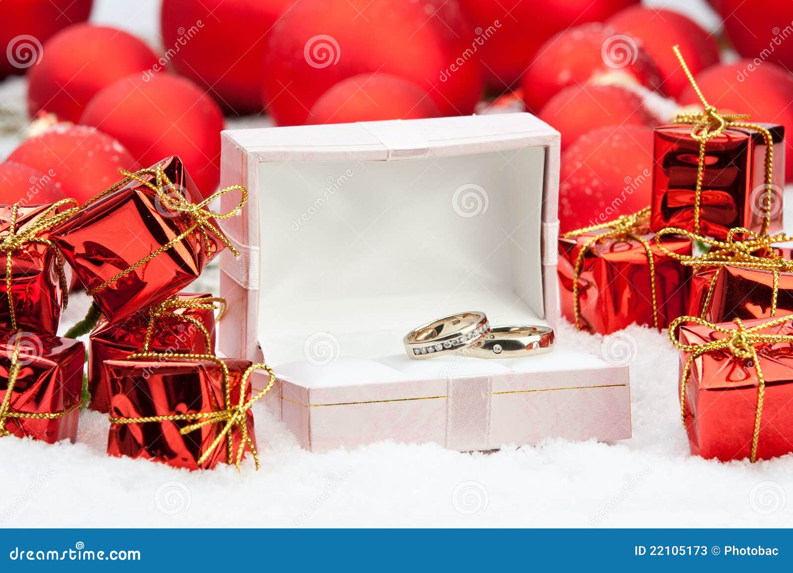 Wedding Rings  Among Christmas  Decorations  Stock Photos 