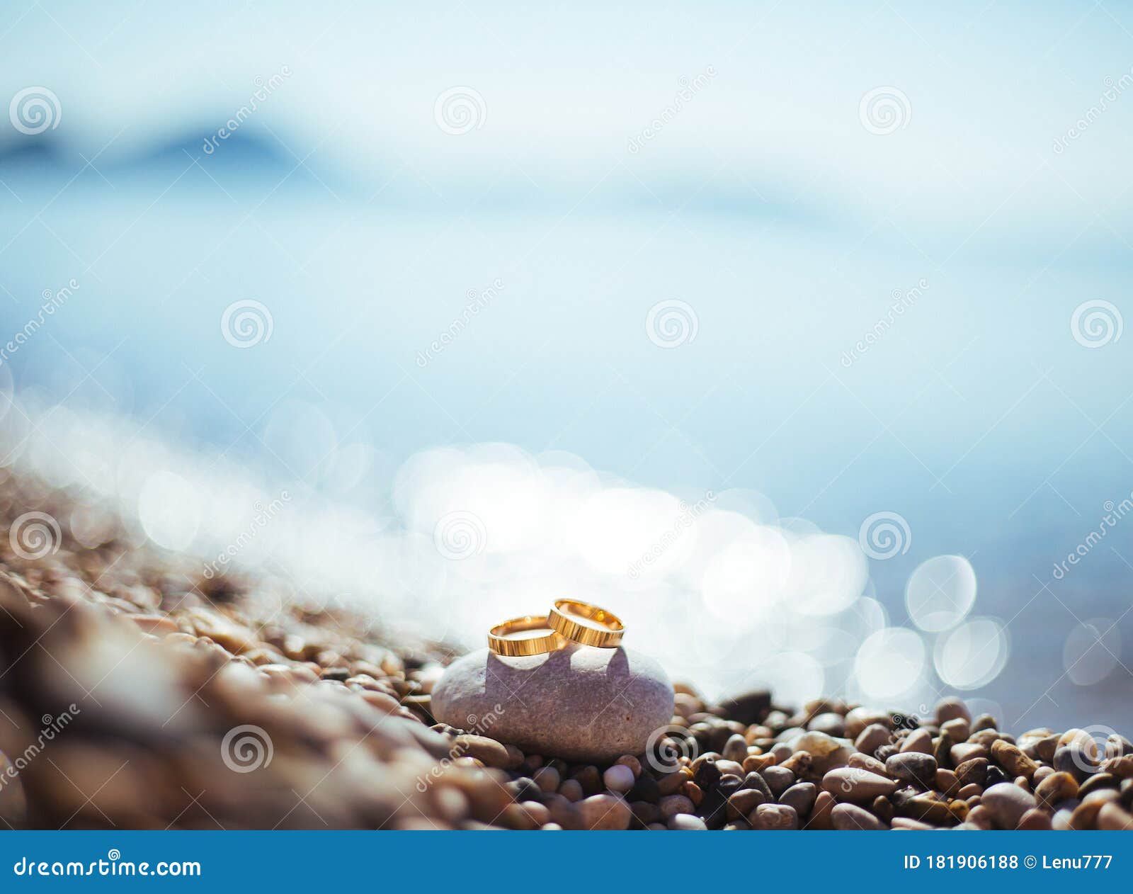 Wedding Rings on the Sea Pebbles, Sea Wedding, Design Template with