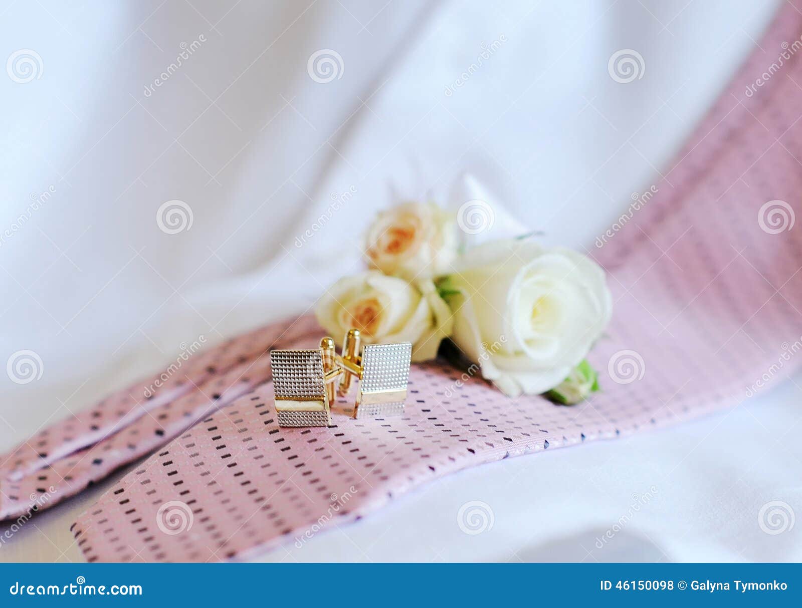 Wedding Rings, Cufflinks Tie on the Couch Stock Photo Image of