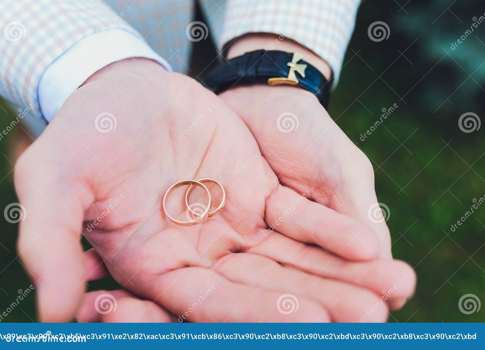 Wedding Rings in the Hand of the Groom. Stock Photo Image of face