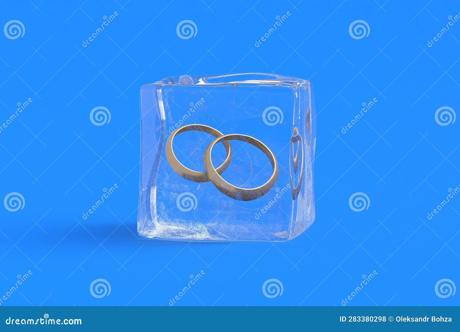 Wedding rings in ice cube stock illustration. Illustration of pair
