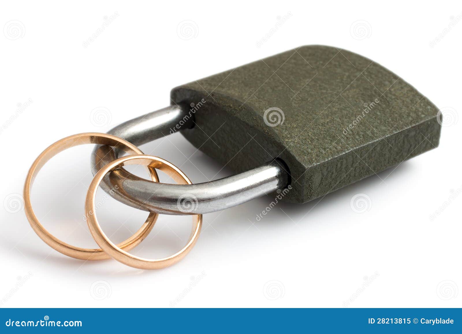 Wedding Rings Locked with Lock on White Background Stock Image Image