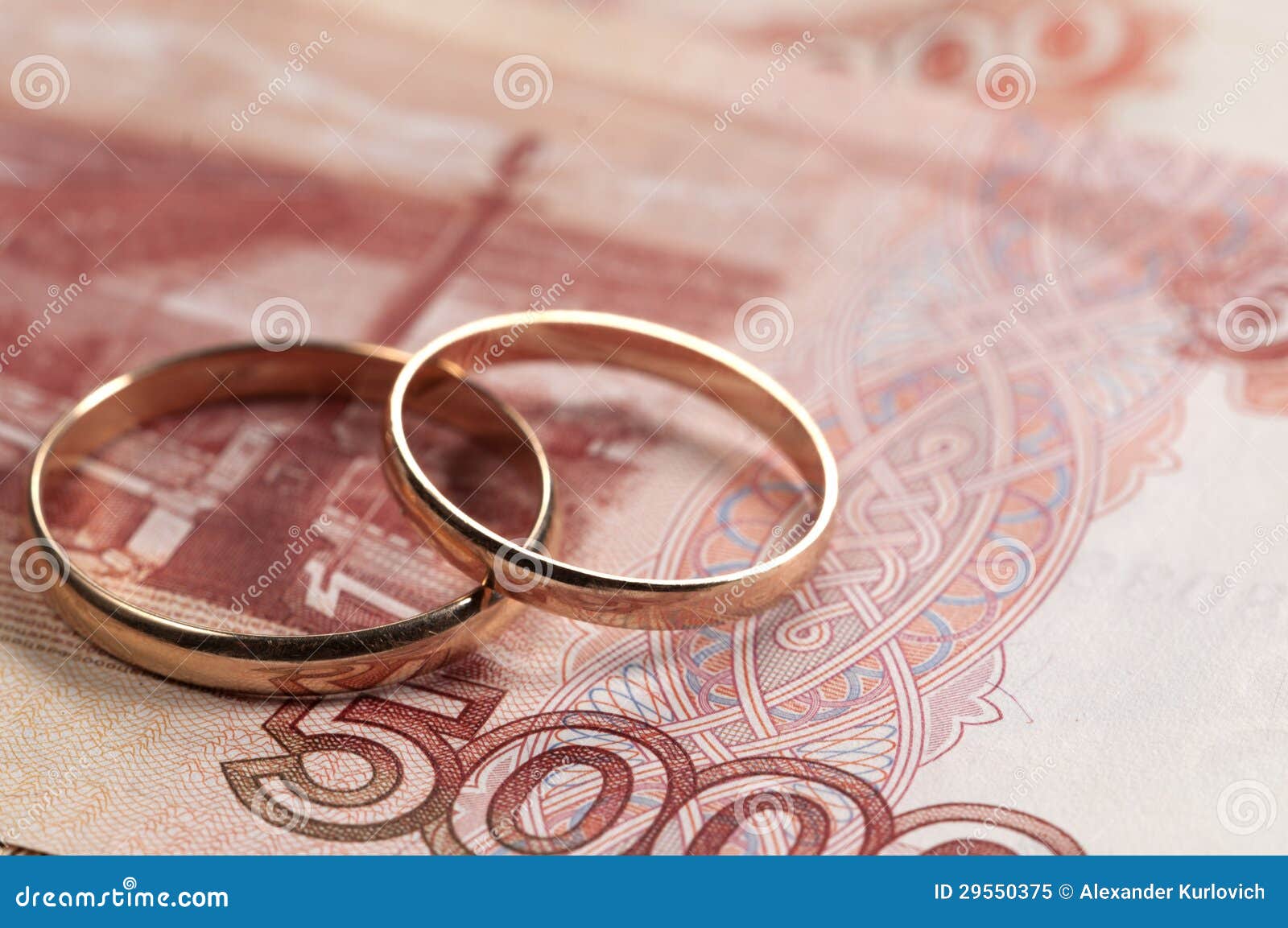 Wedding rings on money stock image. Image of five, russian - 29550375