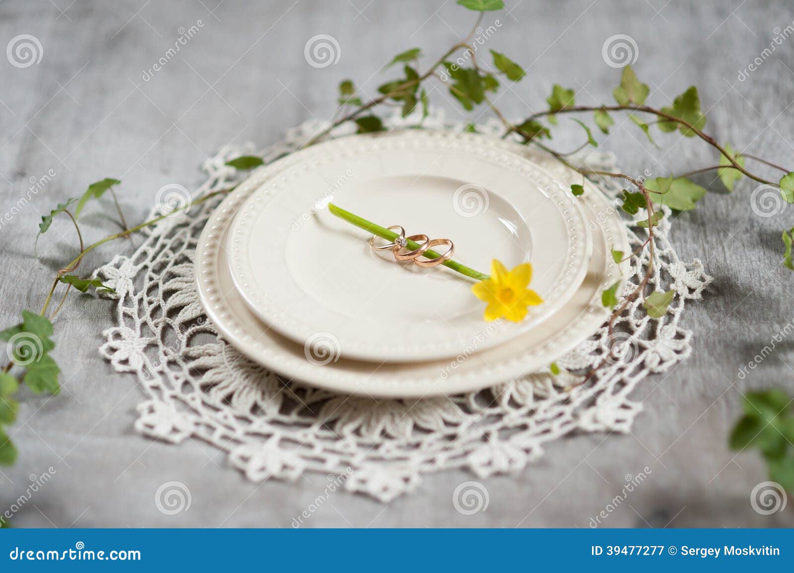 Wedding Rings with a Narcissus Stock Image Image of dinner, event