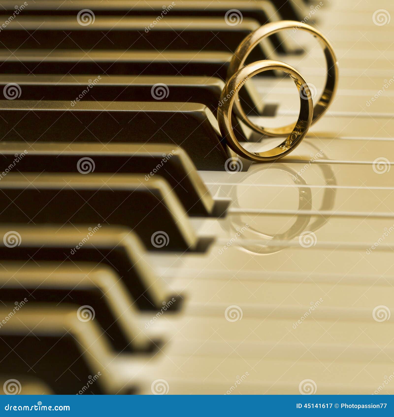 Wedding rings on piano stock image. Image of card, celebration 45141617