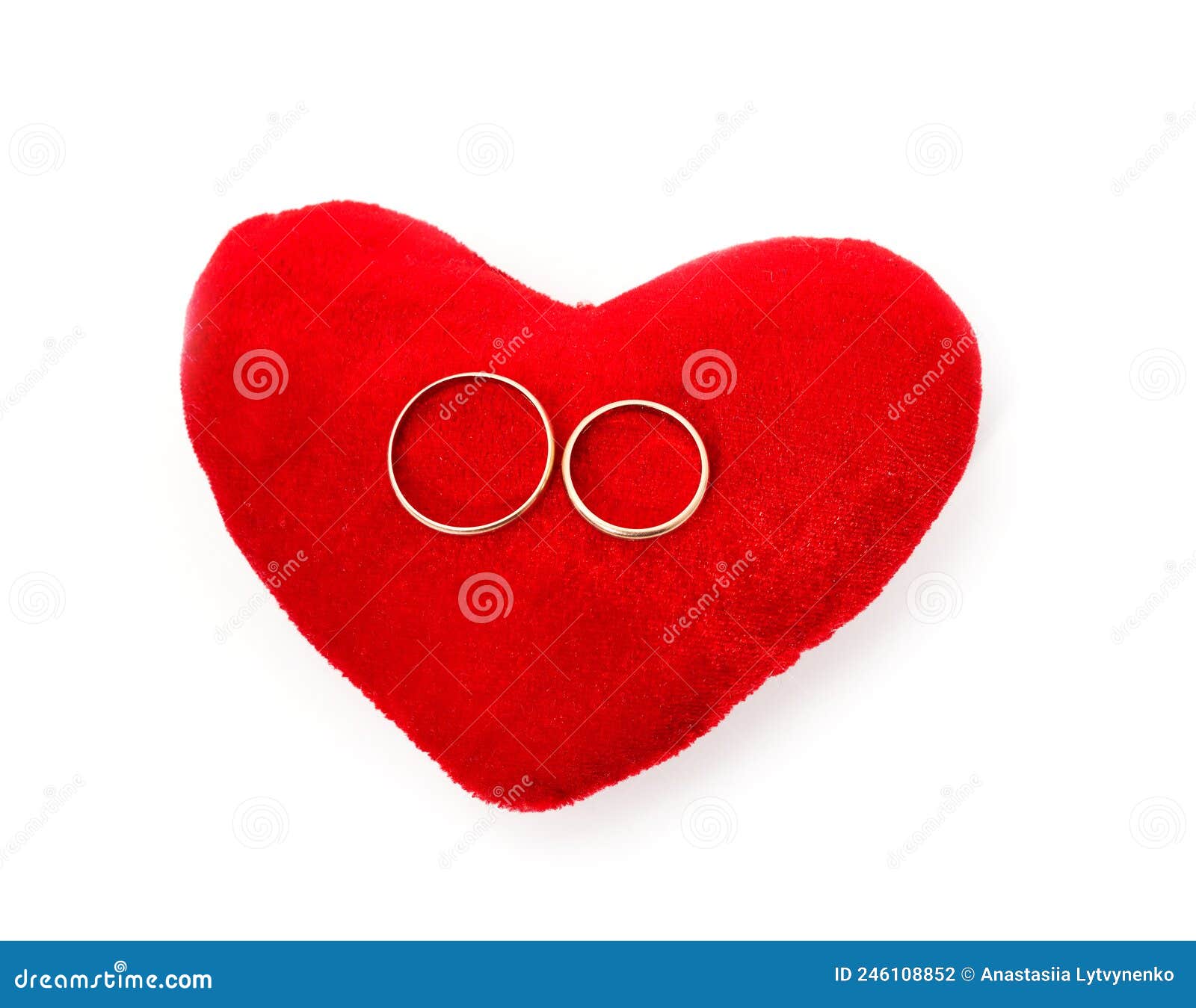 Wedding Rings on a Pillow in the Form of a Heart Stock Photo Image of