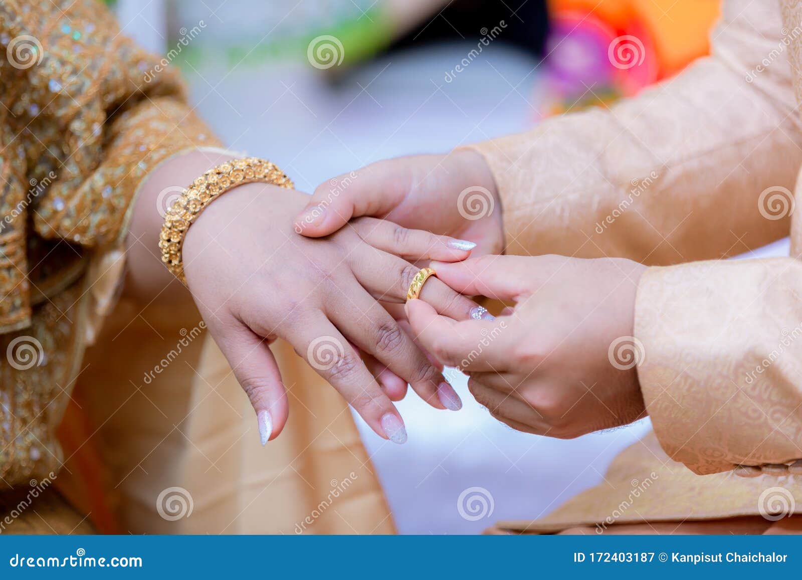 Closeup, Wedding and Hands with a Ring, Couple or Love Ceremony with  Happiness, Commitment or Loving. Zoom, Groom or Stock Photo - Image of  intimate, dress: 277073324