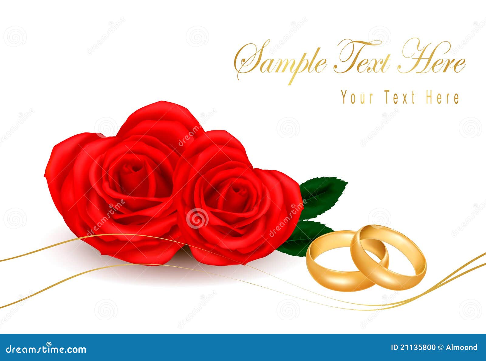 Wedding Rings and Roses Bouquet. Vector Stock Vector Illustration of