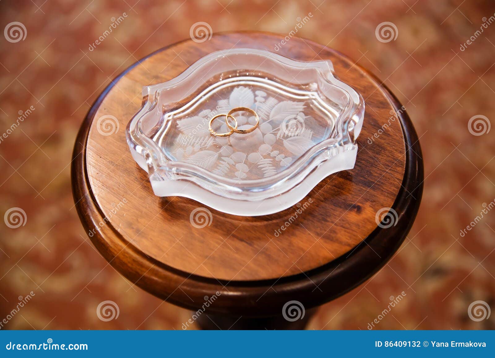 Wedding rings on the stand stock photo. Image of closeup 86409132