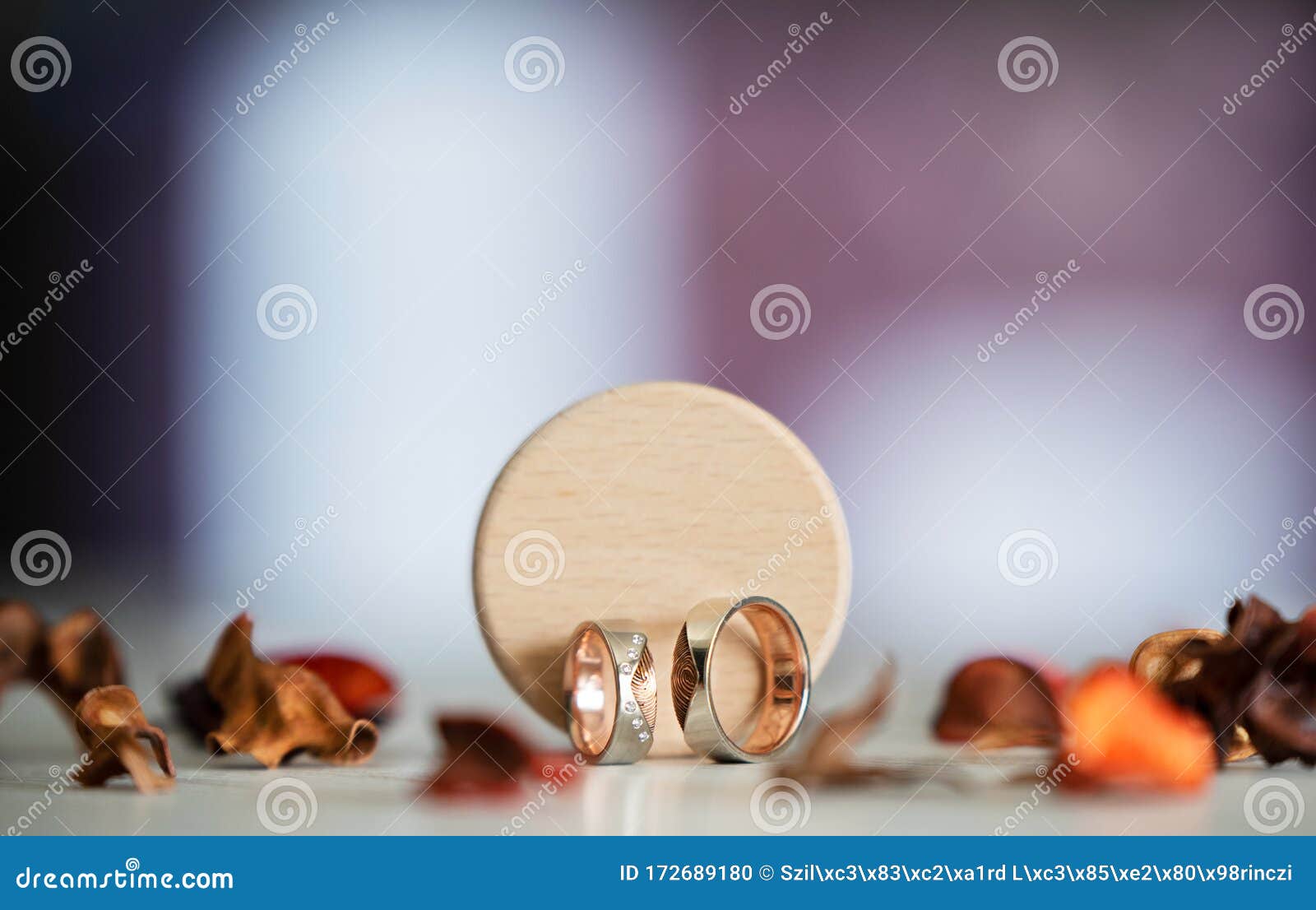 Wedding Rings on Table with Decoration Stock Photo Image of emotion