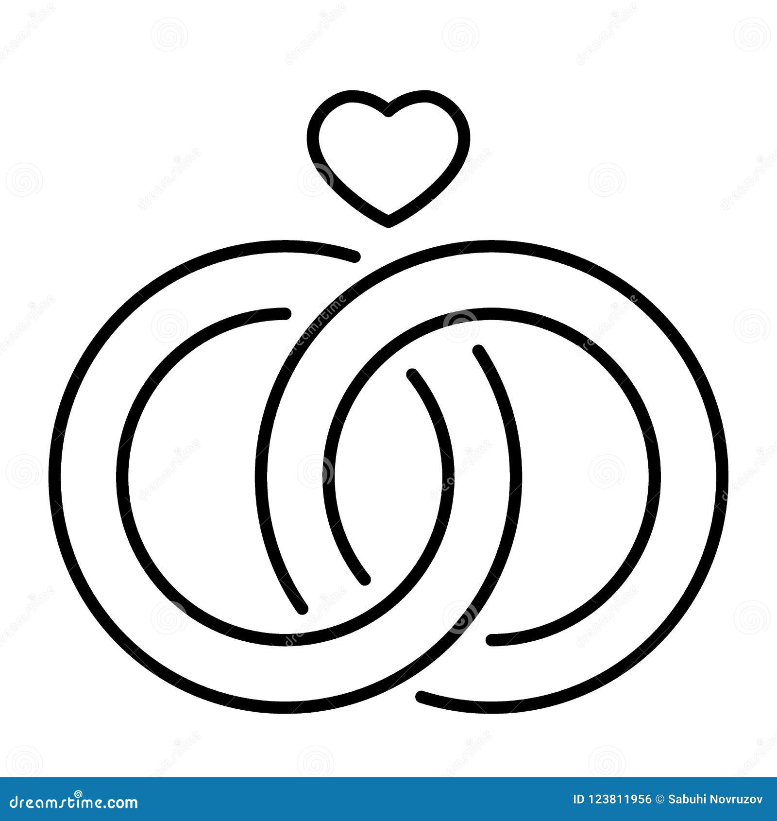 Wedding Rings Thin Line Icon. Engagement Rings Vector Illustration