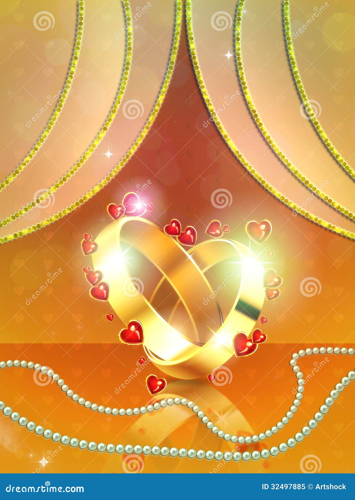 Wedding Rings on Yellow Background Stock Illustration Illustration of