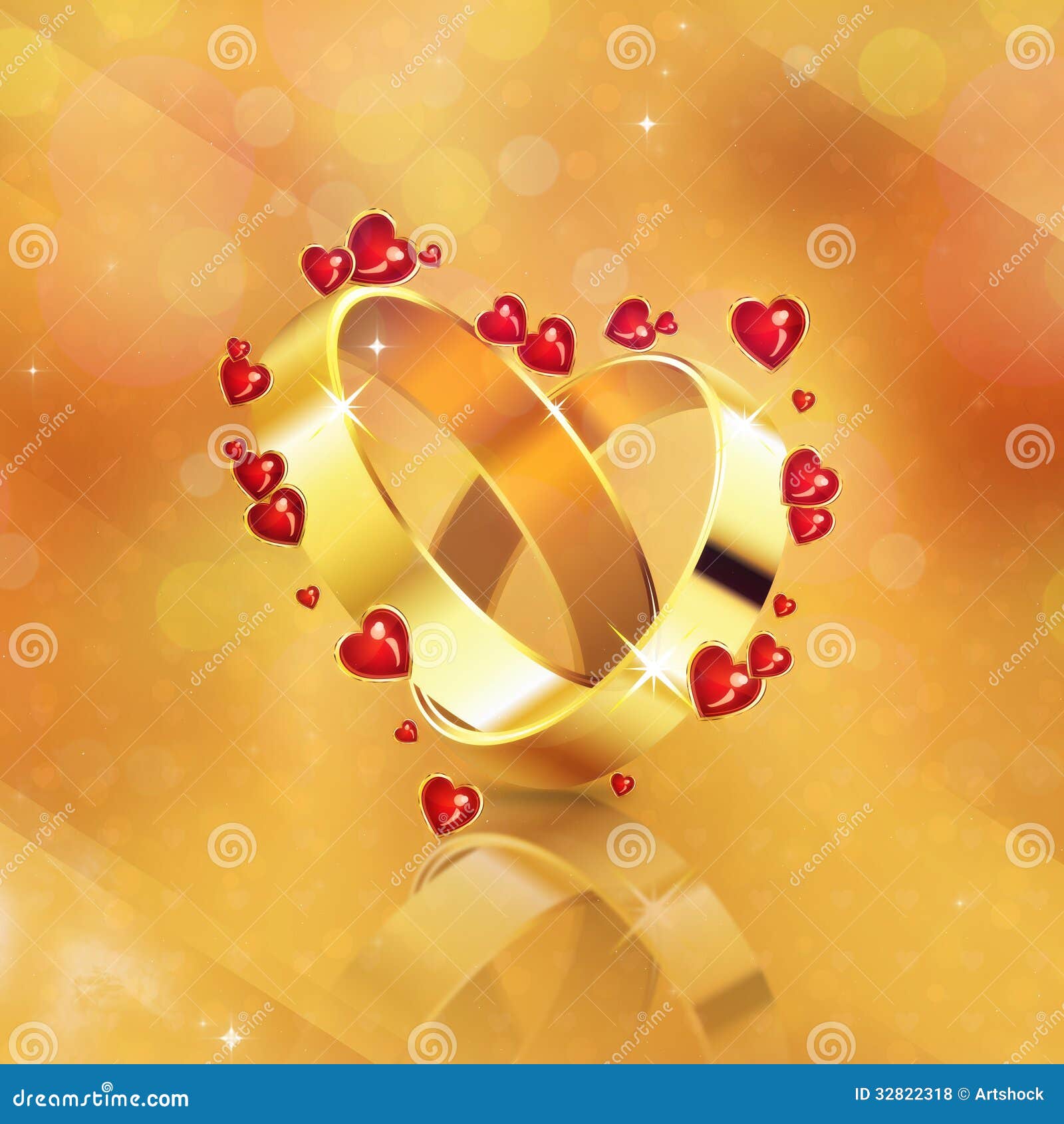 Wedding Rings on Yellow Background Stock Illustration Illustration of