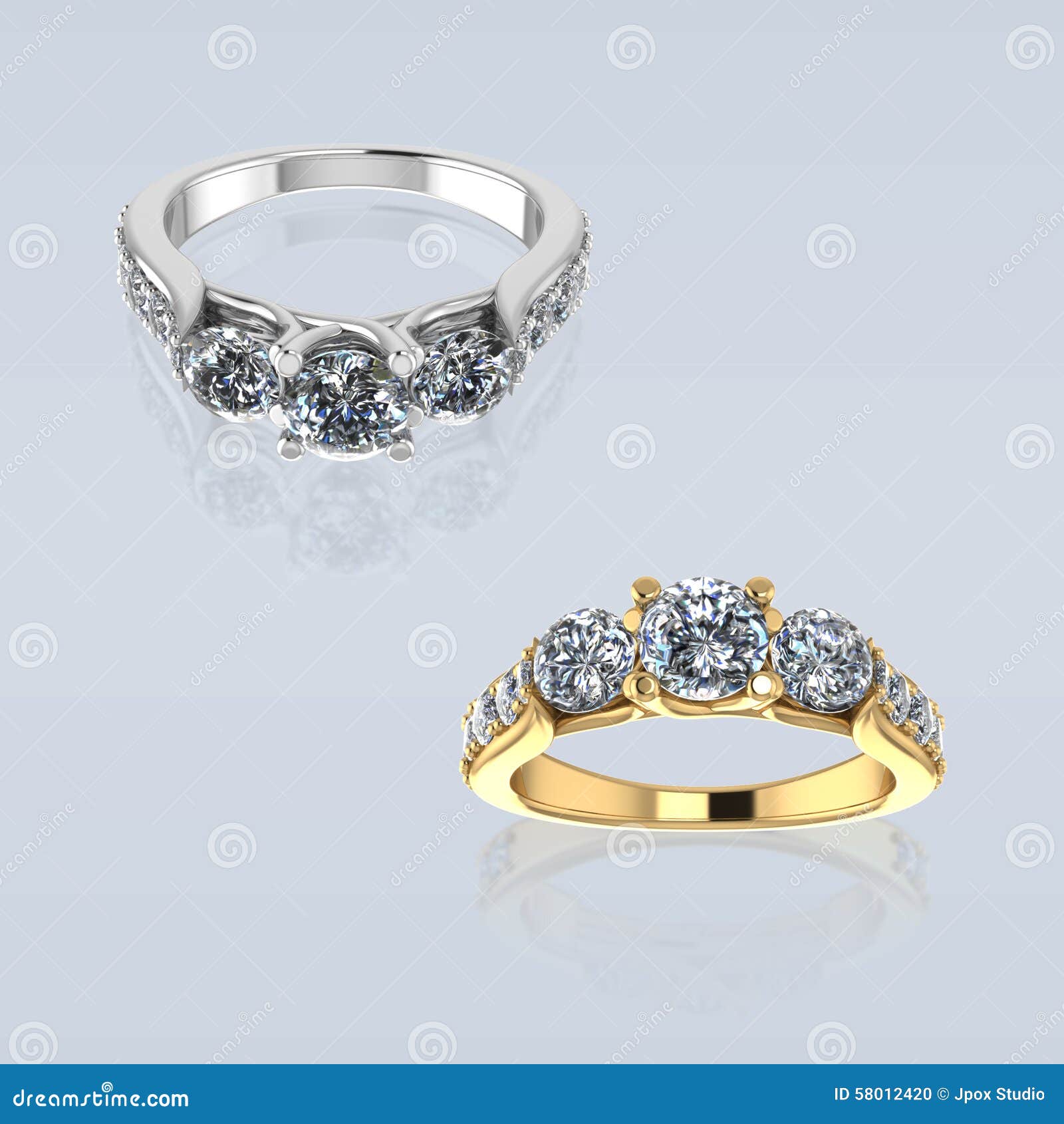 Wedding Silver Ring,Gold Ring with Diamond Stock Illustration