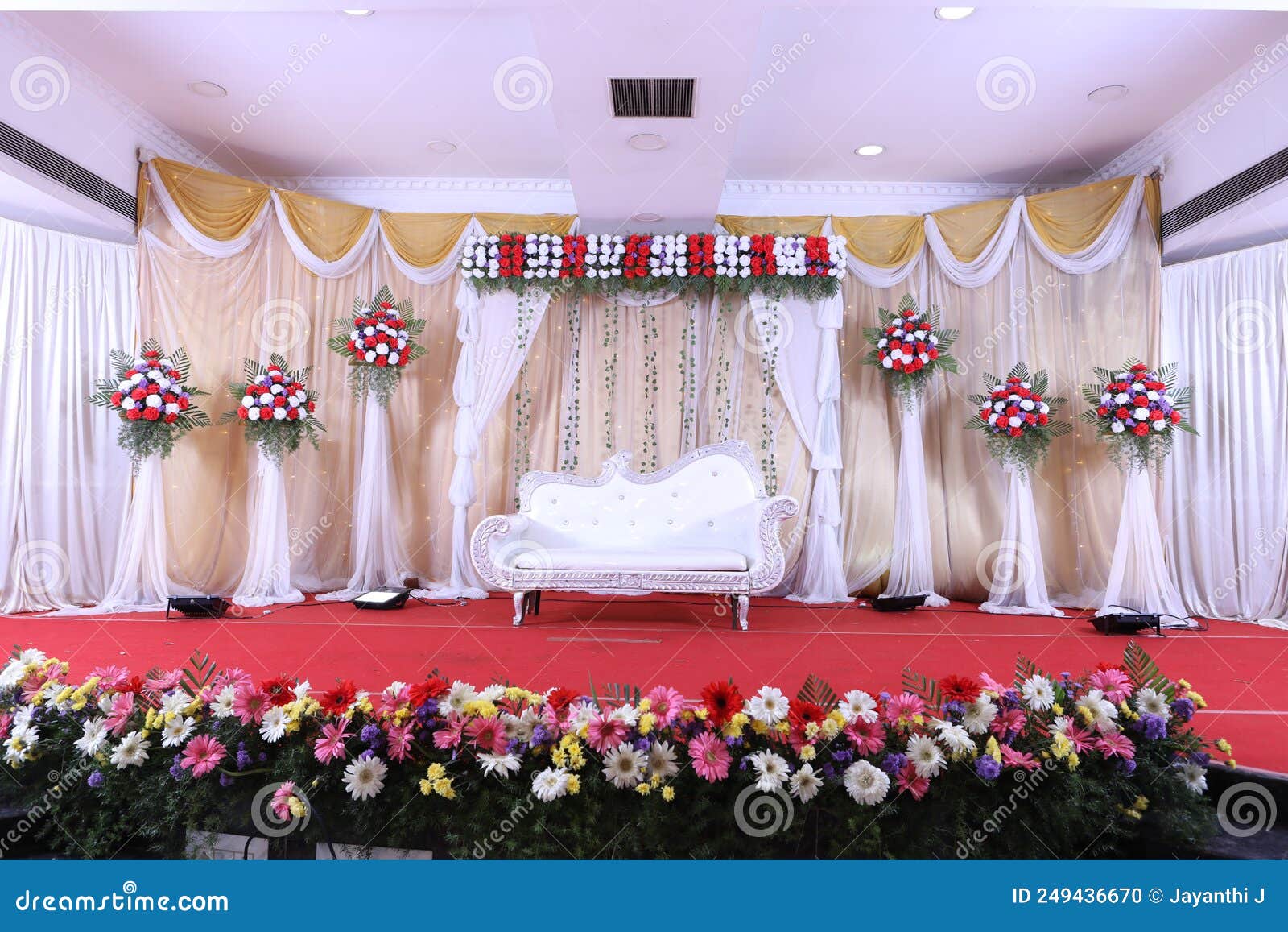 Wedding Stage Decoration with Colorful Flowers Stock Photo - Image ...