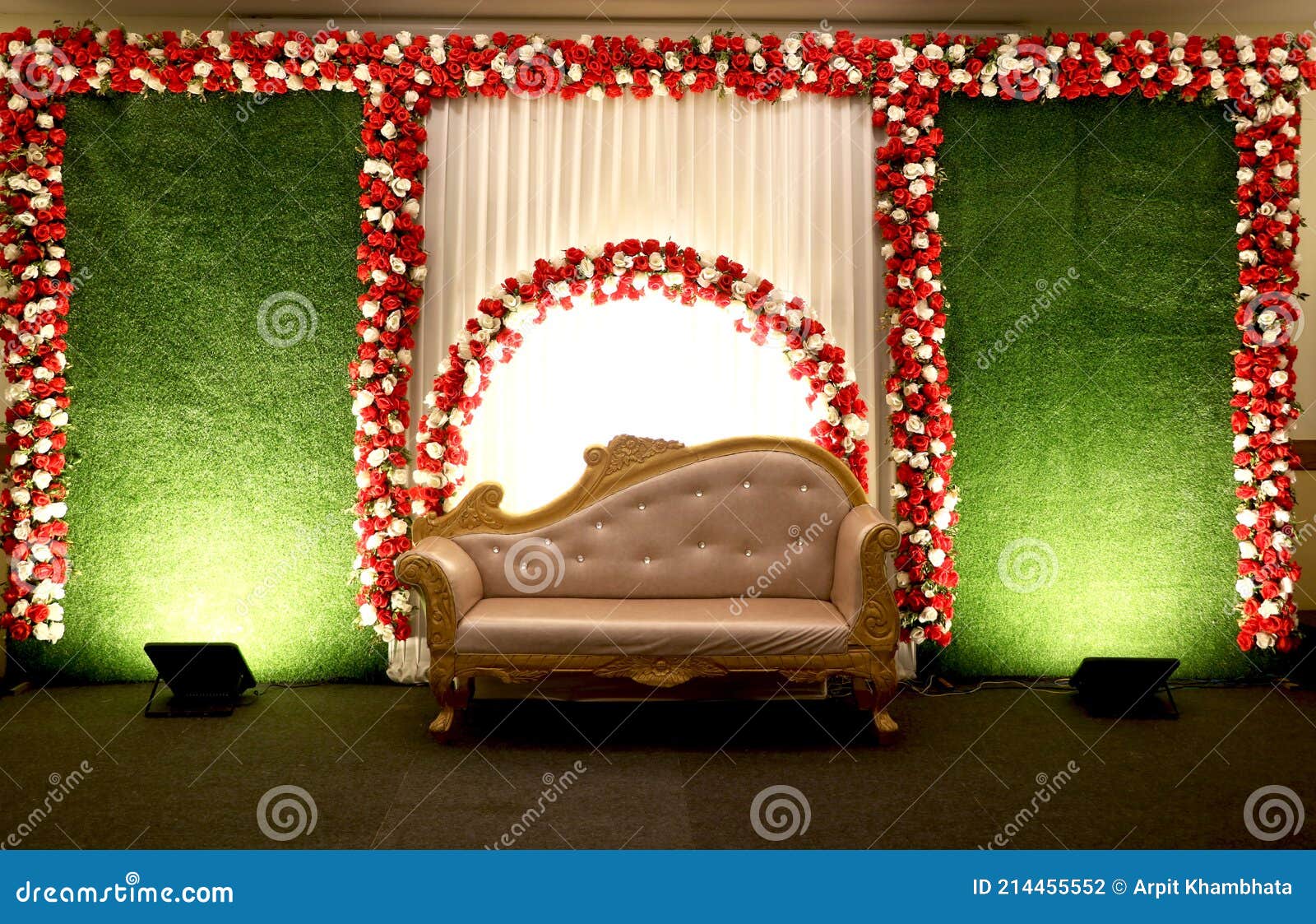 Wedding stage decoration stock photo. Image of background - 214455552