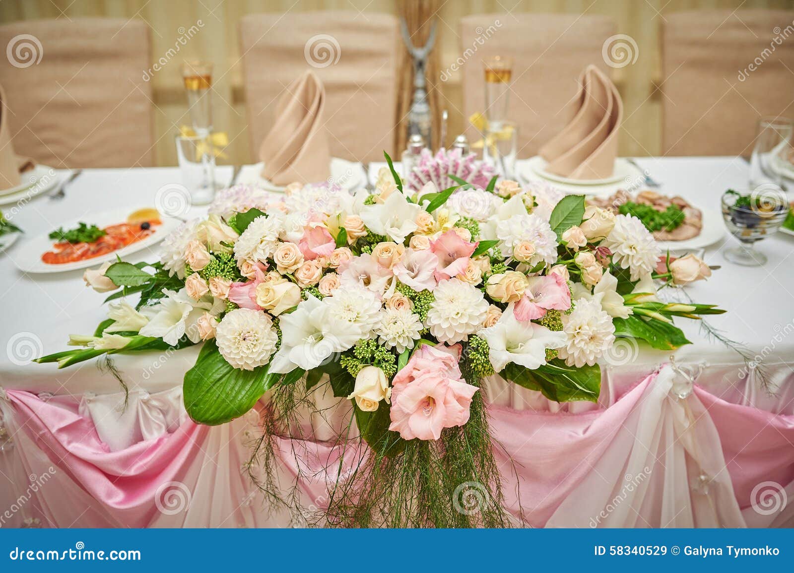 Wedding Table Bride And Groom Decorated With Flowers Stock Image