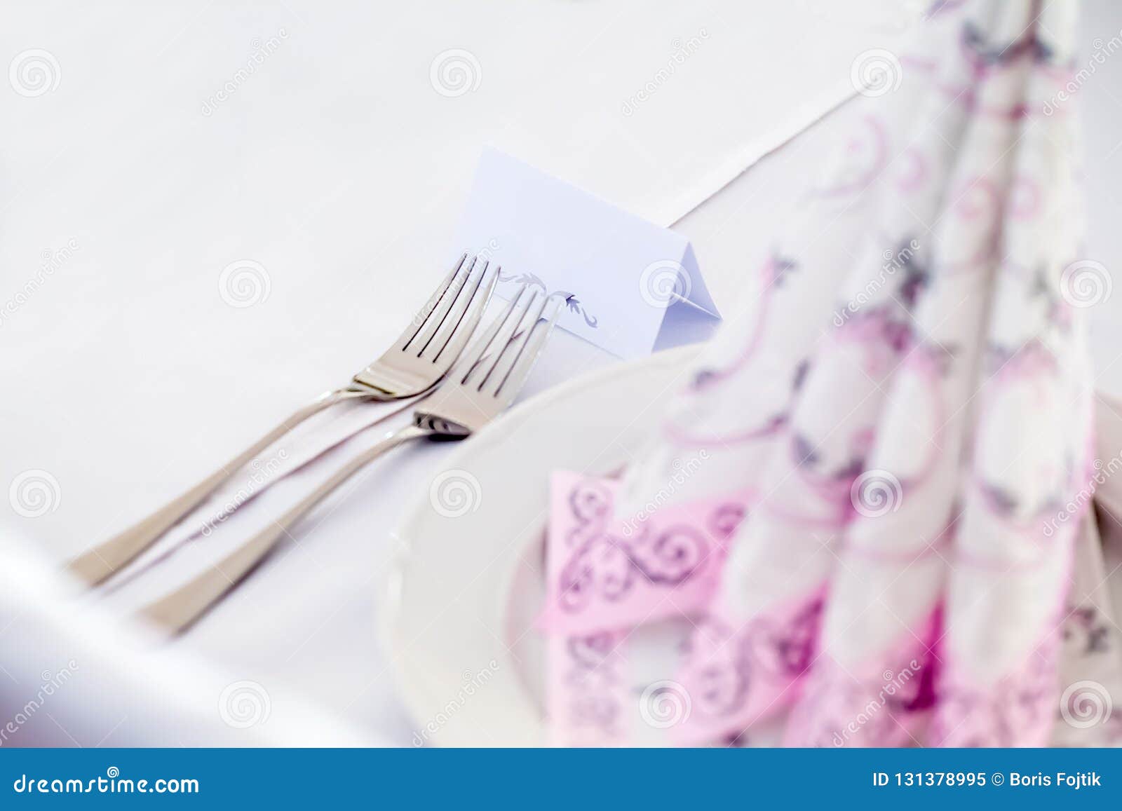 Wedding Table Decoration With Two Forks Stock Image Image Of