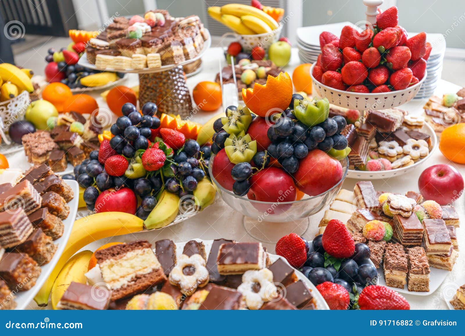 Wedding Table Full of Fruits and Sweets Stock Photo Image of fruit