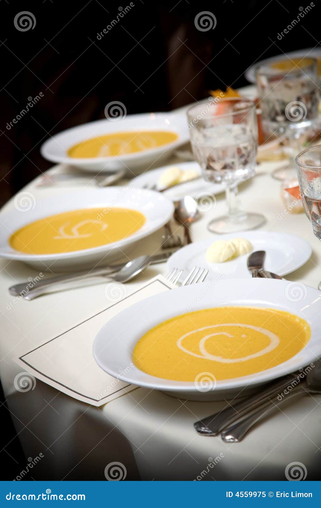 Wedding table with soup stock image. Image of wedding 4559975