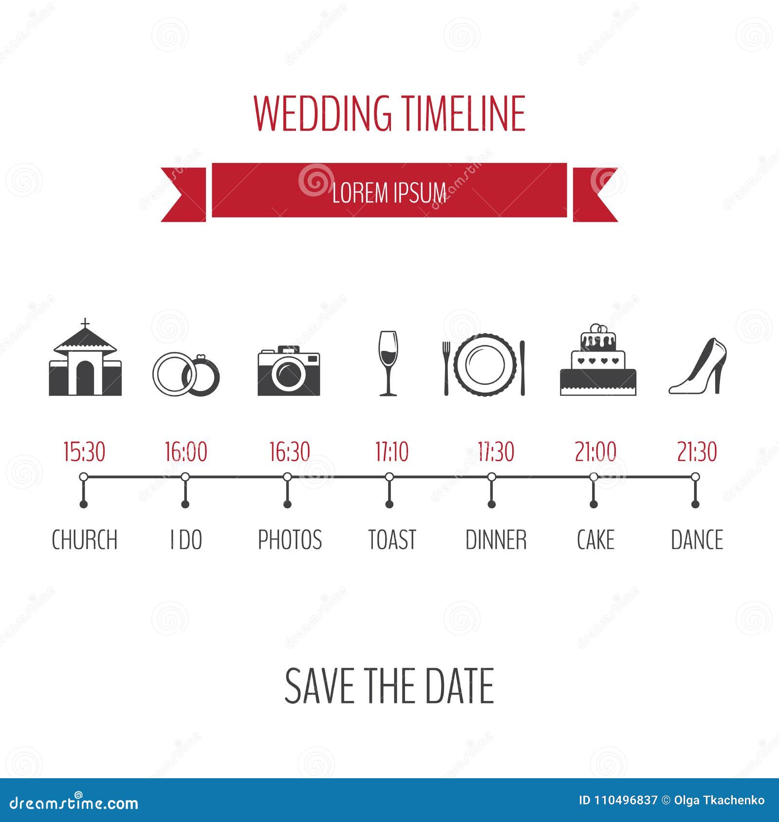 Wedding Timeline Infographic. Vector Illustration, Flat Style. Stock Vector - Illustration of ...