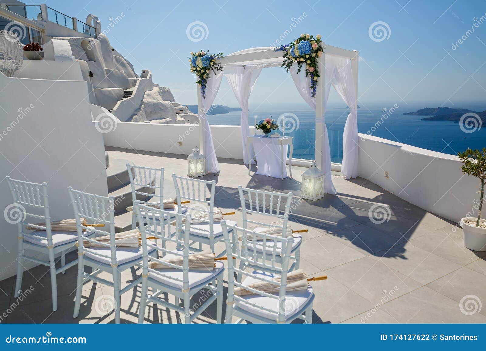 Wedding Venue on the Island of Santorini Greece Stock Photo Image of