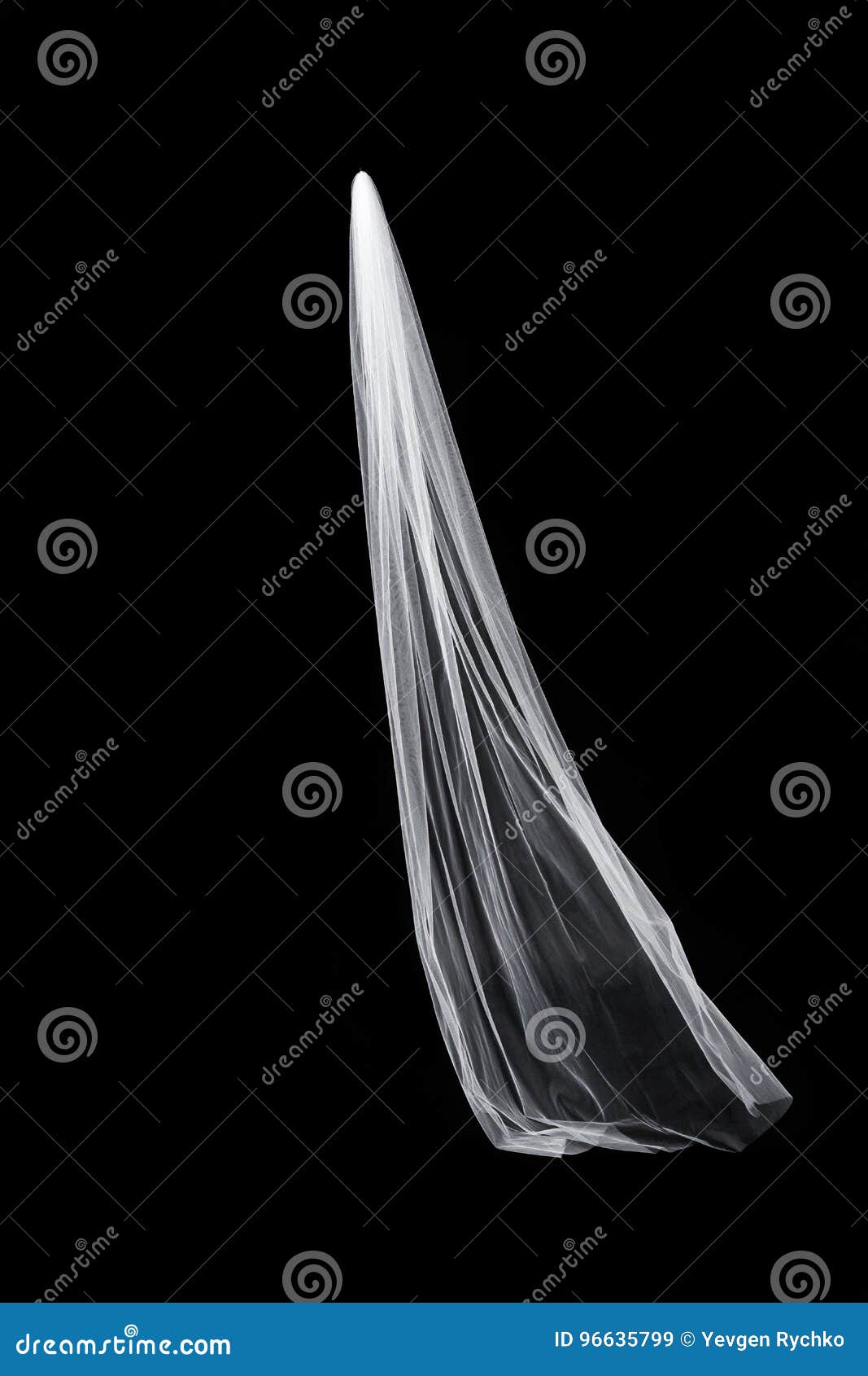 Wedding White Bridal Veil Isolated on Black Background Stock Image