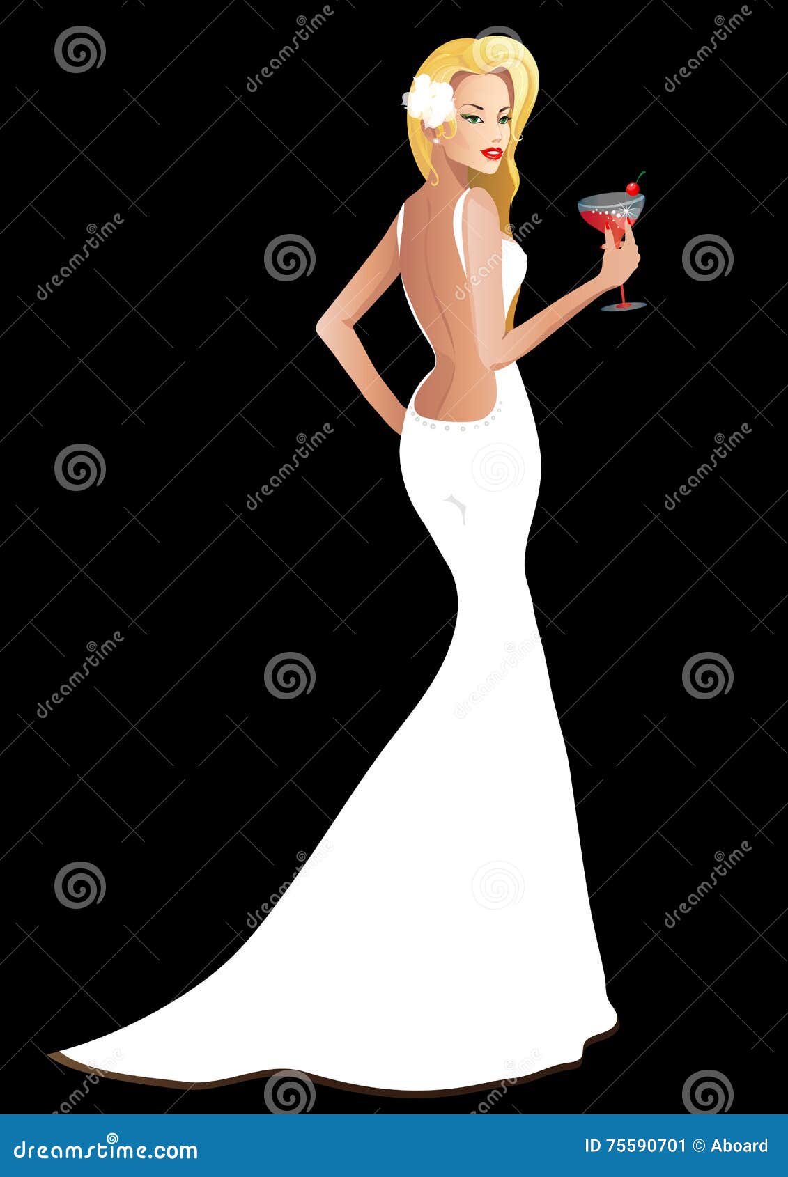 Wedding white dress, bride stock illustration. Illustration of